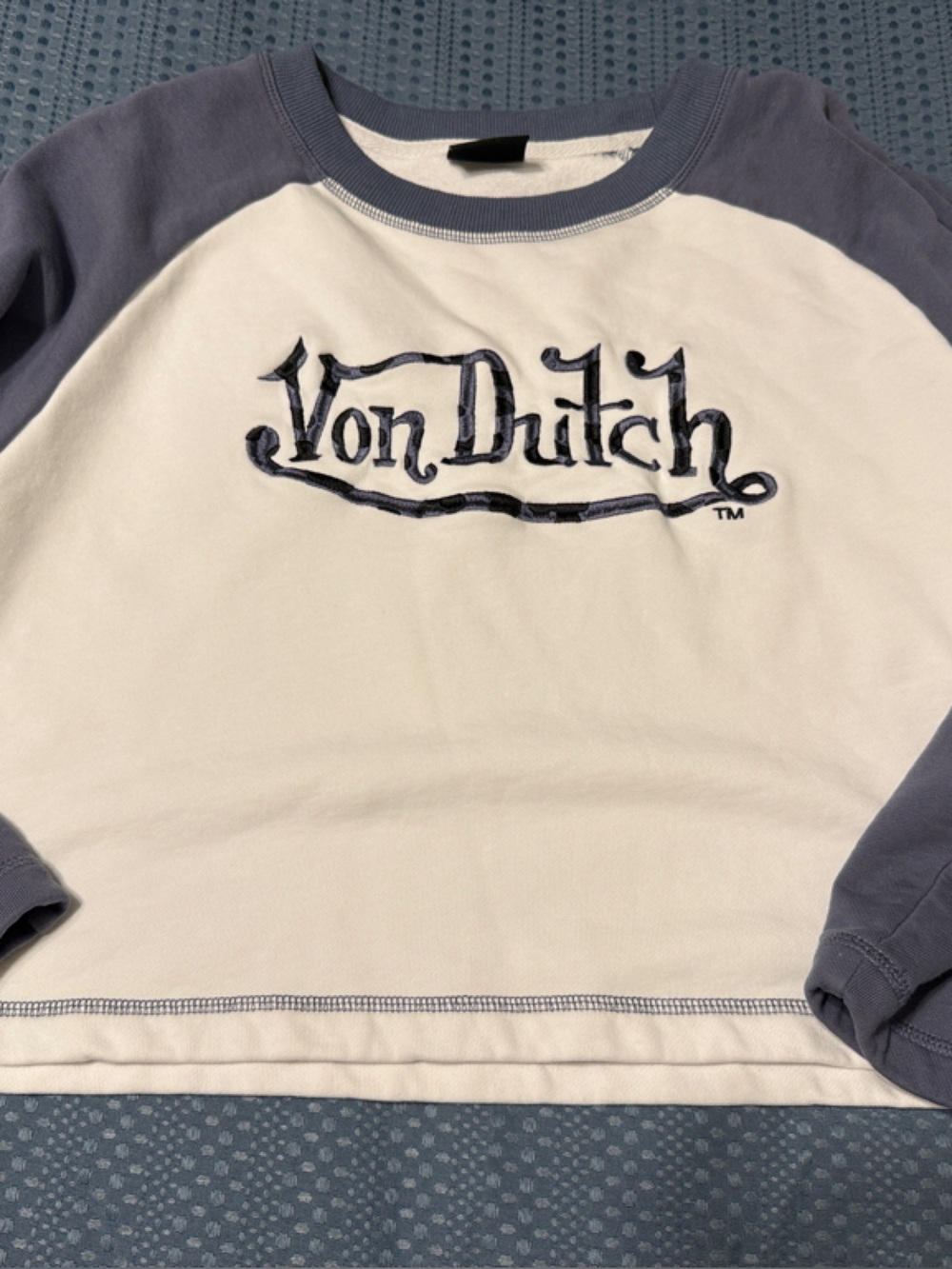 Von Dutch White and Blue Raglan Long-Sleeve Kids Tee